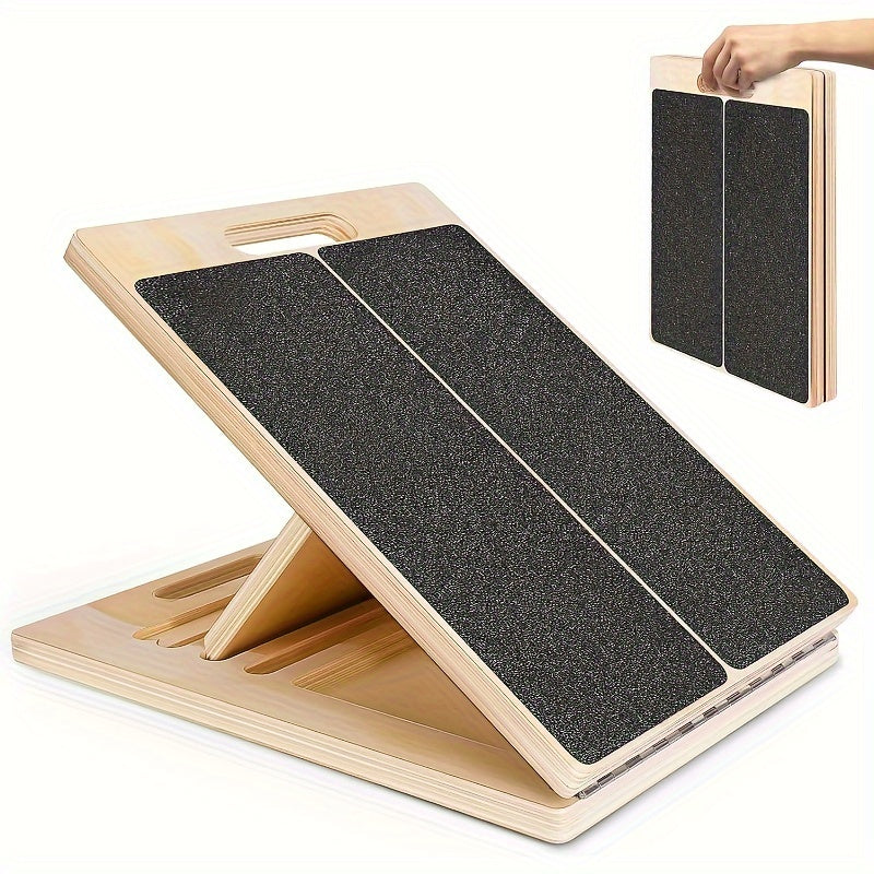 Adjustable Fitness Wooden Slant Board for Calf Stretching & Squats(Brown)