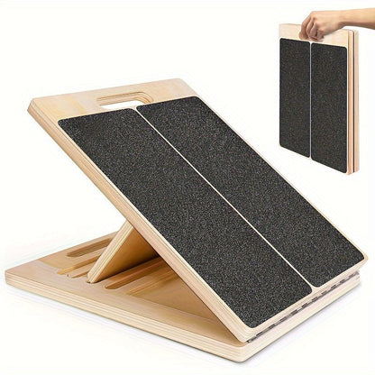 Adjustable Fitness Wooden Slant Board for Calf Stretching & Squats(Brown)