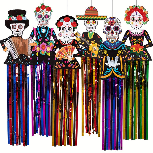 Halloween Skull Hanging Decorations Set (6pcs)