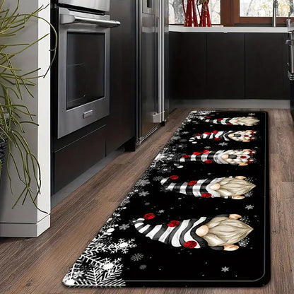 Adorable Christmas Faceless Gnome Kitchen Rug