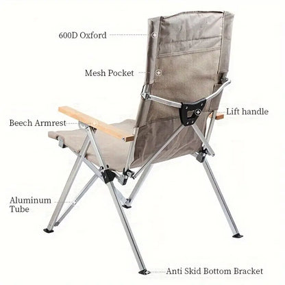 Foldable Outdoor Chair - Khaki, Four Adjustable Positions