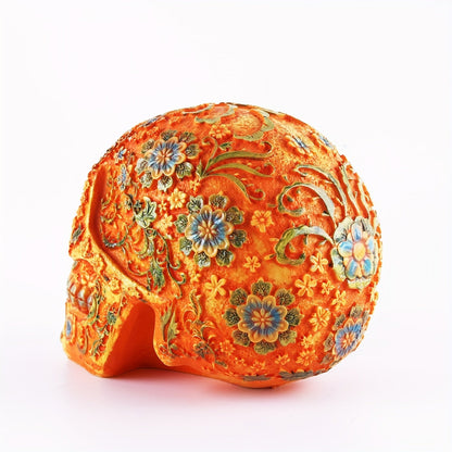 Vintage Resin Bone Skull Head with Plum Blossom Pattern