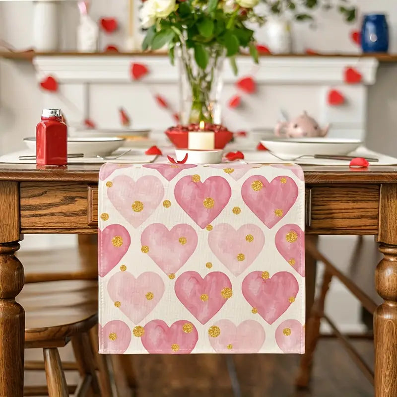 Golden Love Linen Table Runner