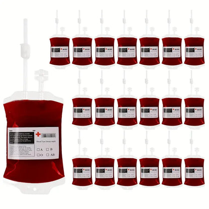 50pcs Blood Bags for Drinks - Vampire Drink Pouch with Syringes