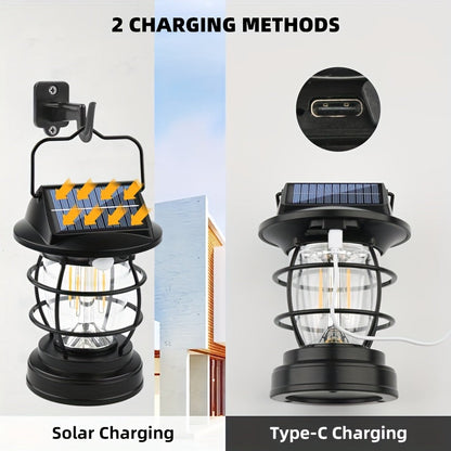Black Solar Powered LED Camping Light