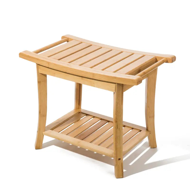 Bamboo Shower Bench with Shelf
