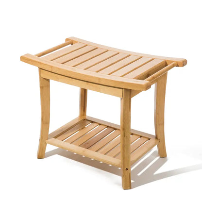 Bamboo Shower Bench with Shelf