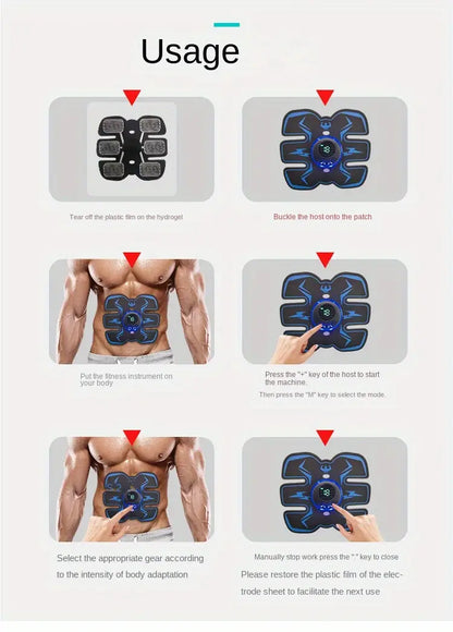 Rechargeable Remote Control Abdominal Muscle Toner, Muscle Trainer, Body Muscle Stimulator EMS Massager- Tone Your Abs, Hips, And Buttocks At Home