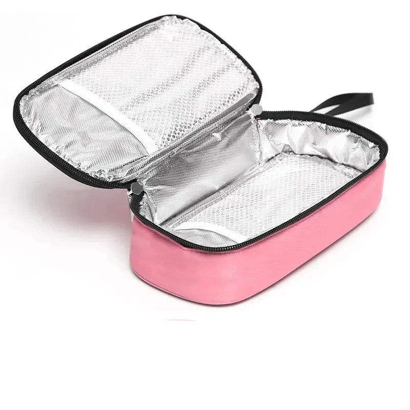 5-Color Insulin Cooling Bag Portable Diabetic Pill Protector (Pink)
