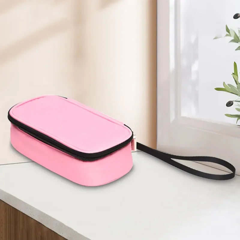 5-Color Insulin Cooling Bag Portable Diabetic Pill Protector (Pink)