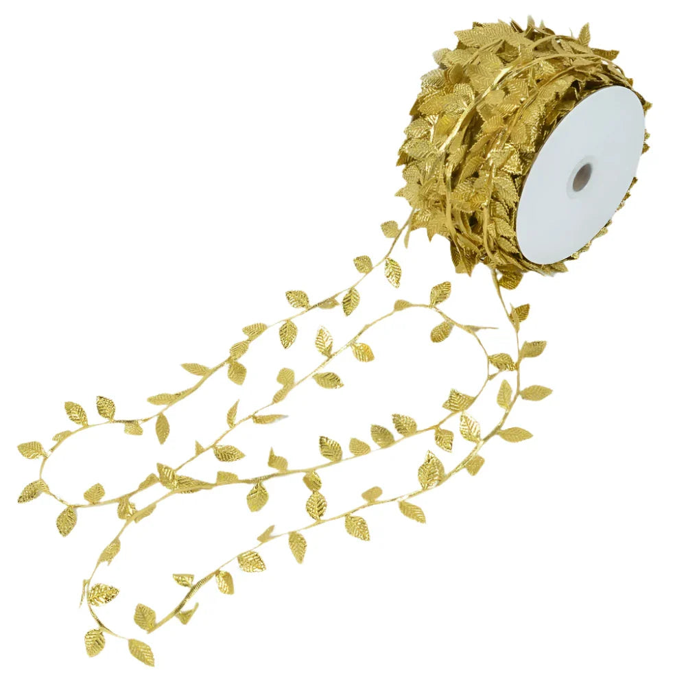 Gold Leaves Vine Artificial Silk Leaf Wreath - 5M