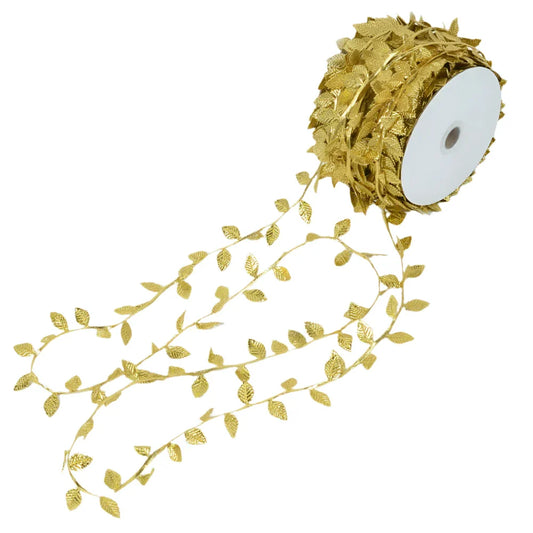 Gold Leaves Vine Artificial Silk Leaf Wreath - 5M