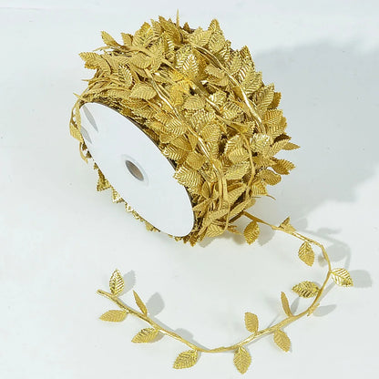 Gold Leaves Vine Artificial Silk Leaf Wreath - 5M