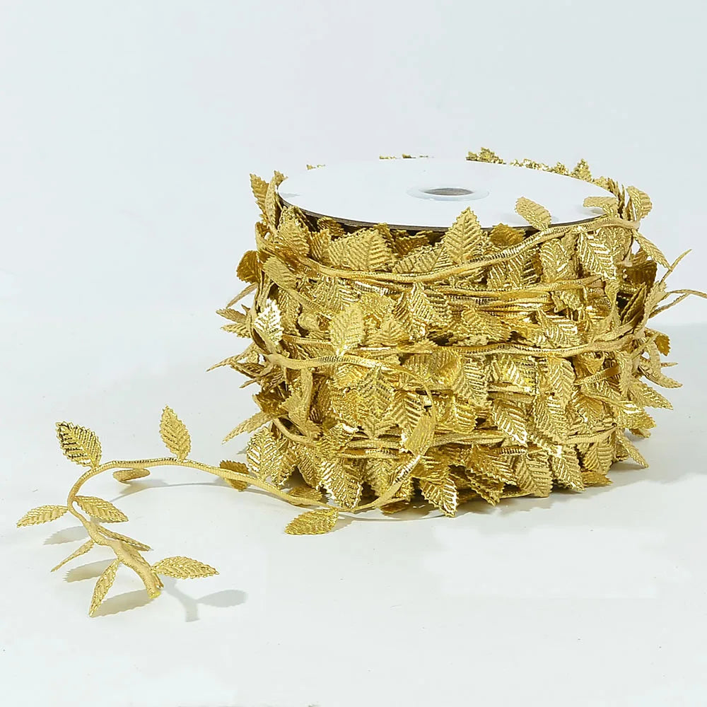 Gold Leaves Vine Artificial Silk Leaf Wreath - 5M