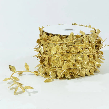 Gold Leaves Vine Artificial Silk Leaf Wreath - 5M