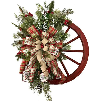 Wooden Christmas Roulette Wheel Wreath Decoration