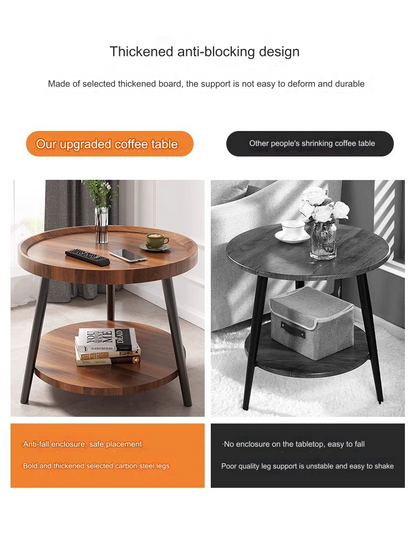 Nordic Walnut Double-Layer Coffee Table