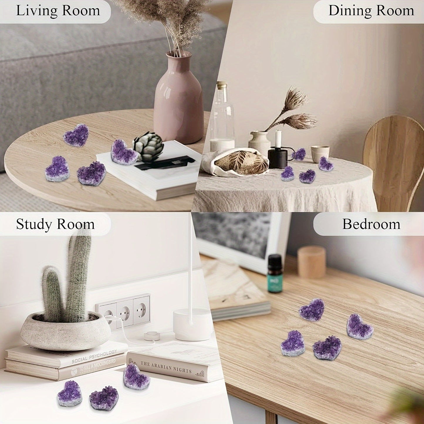 Amethyst Heart-Shaped Crystal Ornament for Home Decor & Gifts