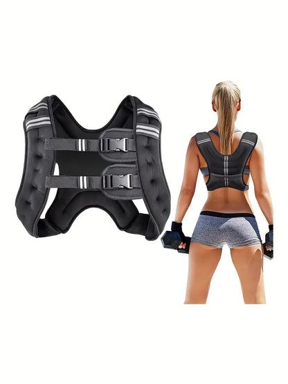 18Lbs Weighted Vest - Adjustable, Solid Black