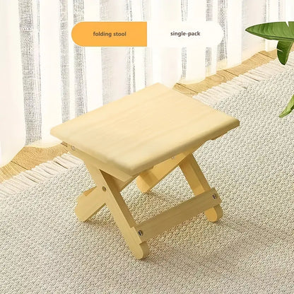 Portable Outdoor Solid Wood Folding Stool