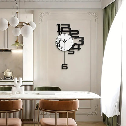 Modern Minimalist Metal Wood Wall Clock