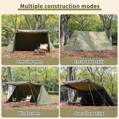 All-Season Hexagonal Camping Tent for 1-2 Persons - Army Green