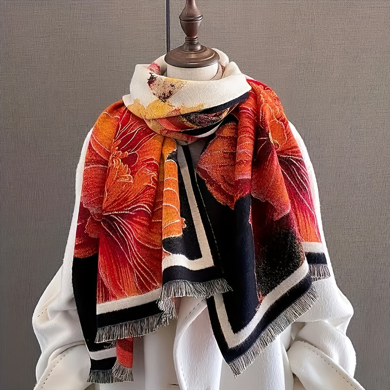 Women's Printed Warm Scarf Winter Shawl Wrap