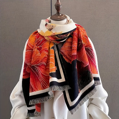 Women's Printed Warm Scarf Winter Shawl Wrap