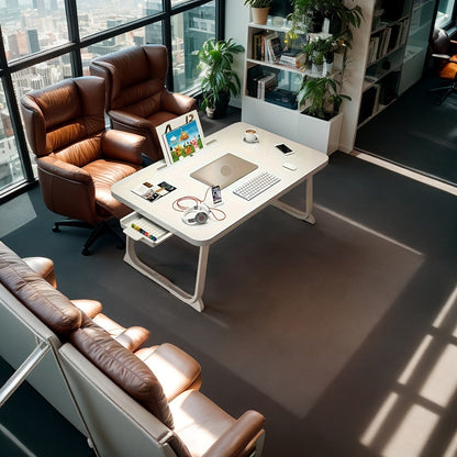 Folding Laptop Table with Wood Top