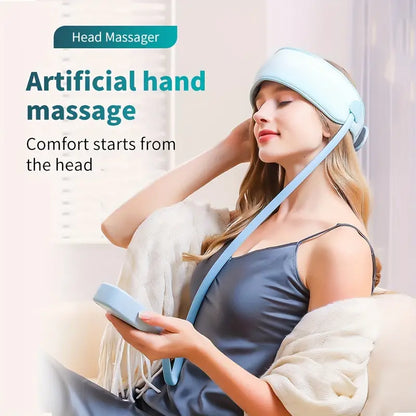 360° Relaxing Electric Scalp Massager with Heat & Knead(Blue)