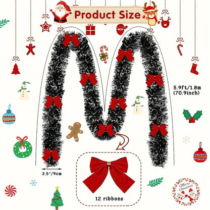 Sparkling Christmas Tinsel Garland - 179.83 cm | Festive Metallic Twist Decoration