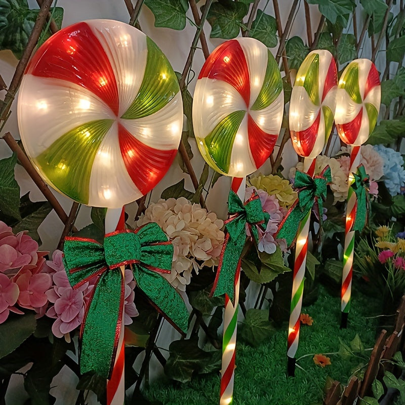 5-in-1 Solar-Powered Christmas Candy Cane Lights