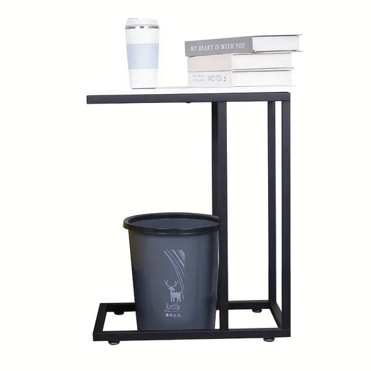 Contemporary C-Shaped Side Table - Black Frame with Whiteboard