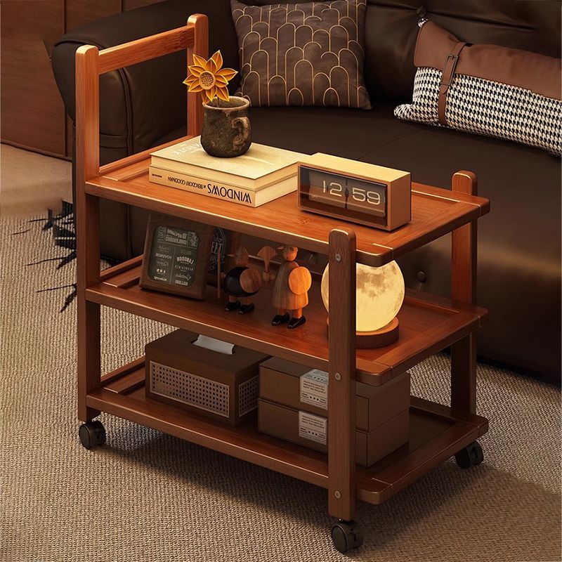 Solid Wood Side Table with Storage