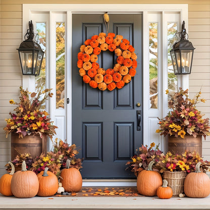 Faux Velvet Pumpkin Wreath Wall Hanging