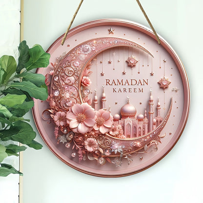 Ramadan Kareem Pink 2D Wreath Wall Sign