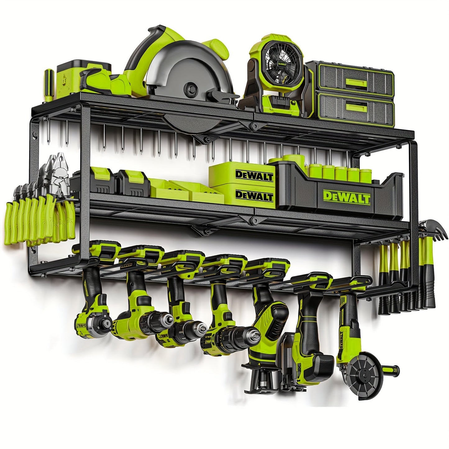 Wall Mounted 4-Tier Metal Tool Rack Organizer