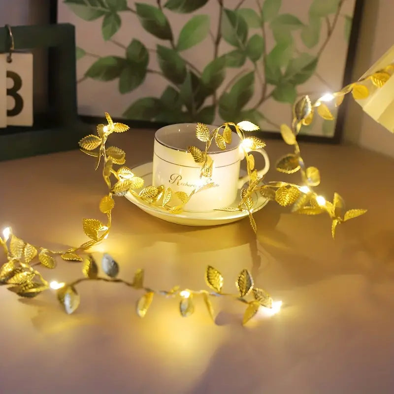 2 Meters Simulation Golden Leaf Indoor Decoration String Lights