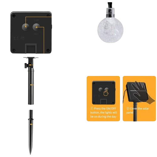 Solar Crystal Globe String Lights - 1 Pack, 100 LED, IP65 Waterproof, 8 Lighting Modes