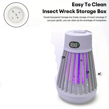 Electric Mosquito Killer Lamp & LED Light Combo - USB Rechargeable Bug Zapper- White