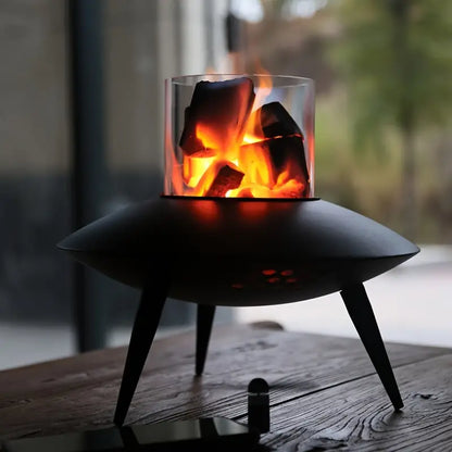 Space Black Flying Saucer Courtyard Charcoal Stove