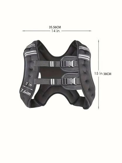 18Lbs Weighted Vest - Adjustable, Solid Black