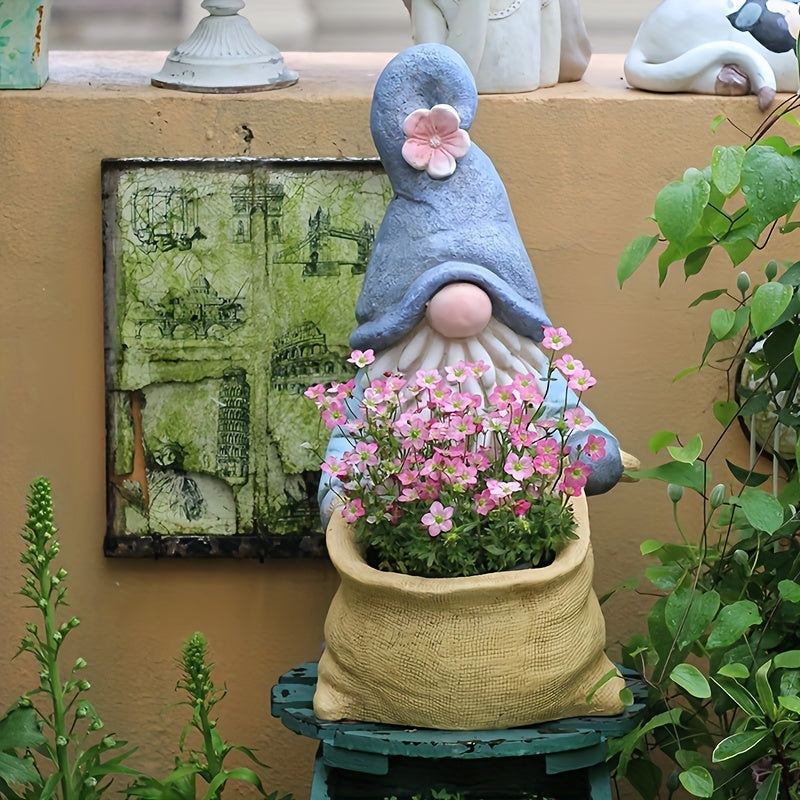 Gnome Garden Statue Planter with Drainage Hole