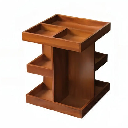 360° Rotating Wooden Cosmetic Storage Shelves - Brown Vanity Shelf