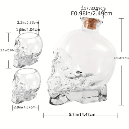 2-Piece Skull Decanter Set - 750ml Crystal Wine Decanter