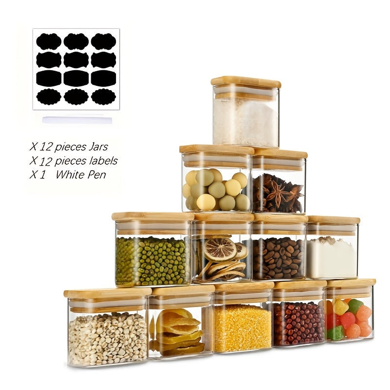 Glass Spice Jars with Airtight Lids (12-Pack)
