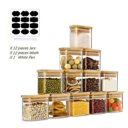 Glass Spice Jars with Airtight Lids (12-Pack)