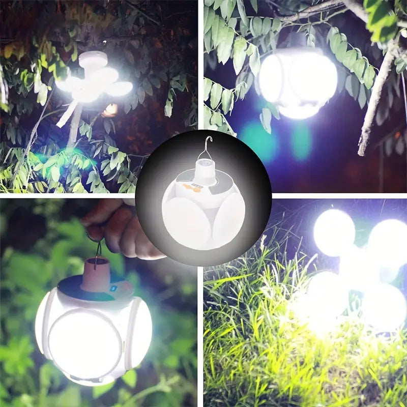 Solar Folding Light with Power Display - Portable USB Rechargeable LED Bulb