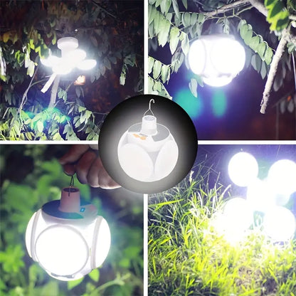 Solar Folding Light with Power Display - Portable USB Rechargeable LED Bulb