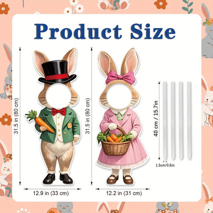 2pcs Large Easter Yard Rabbit Lawn Signs